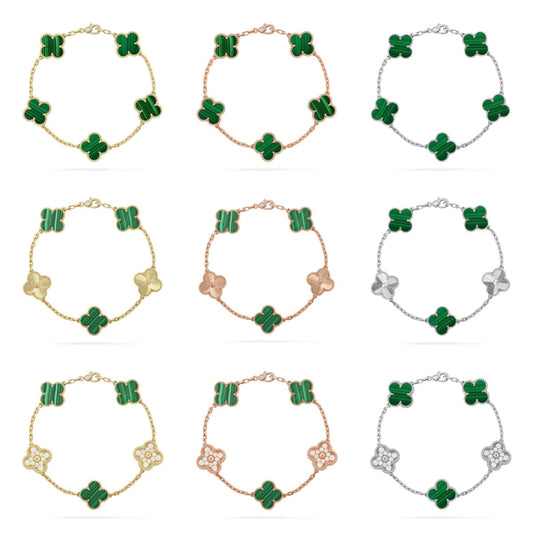 [Mystic ]New  CLOVER 5 MOTIF MALACHITE BRACELET COLLECTION