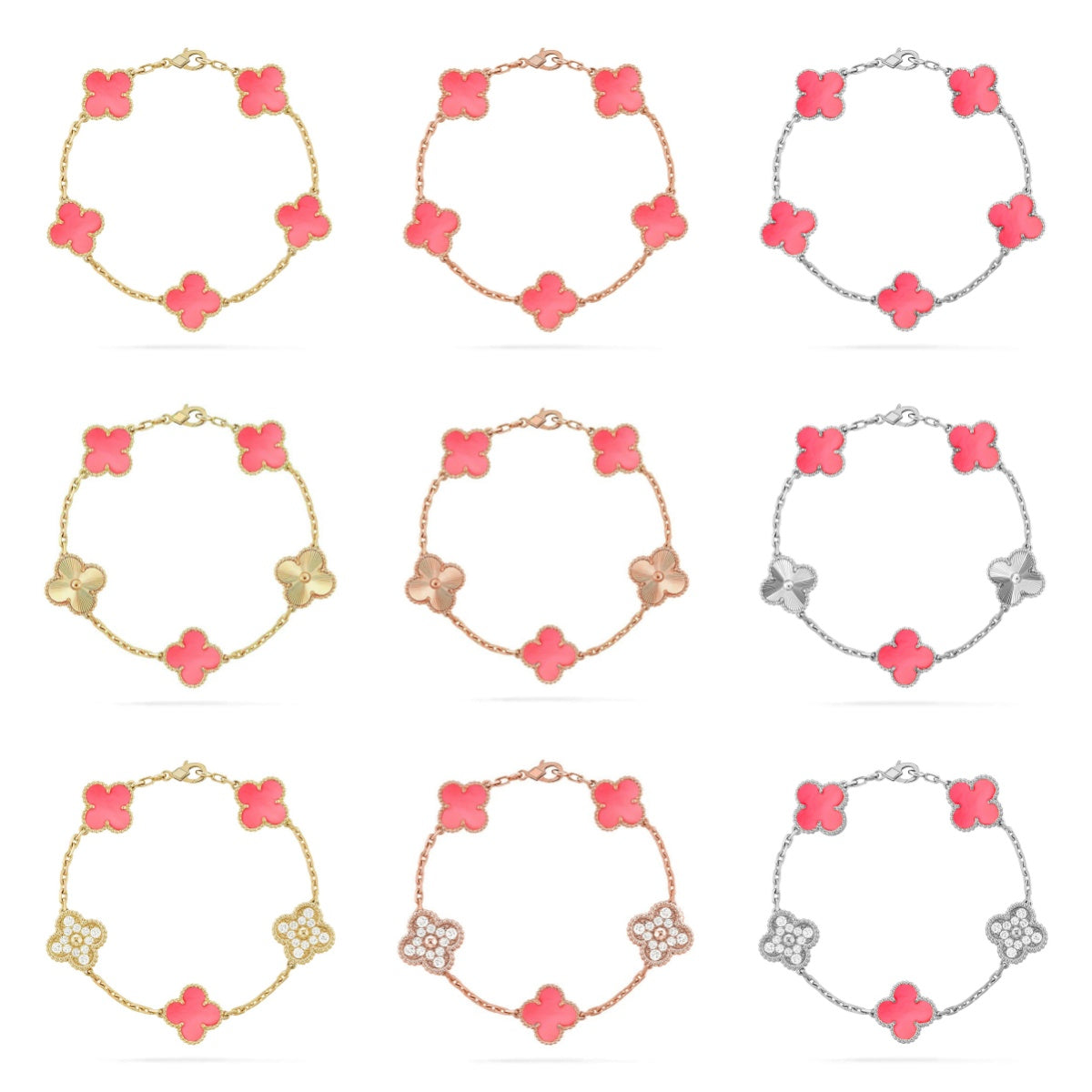 [Mystic ]New  CLOVER 5 MOTIFS  PINK MOP BRACELET COLLECTION