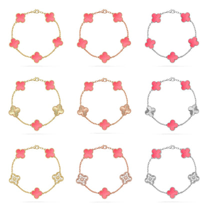[Mystic ]New  CLOVER 5 MOTIFS  PINK MOP BRACELET COLLECTION