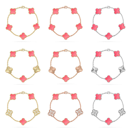 [Mystic ]New  CLOVER 5 MOTIFS  PINK MOP BRACELET COLLECTION