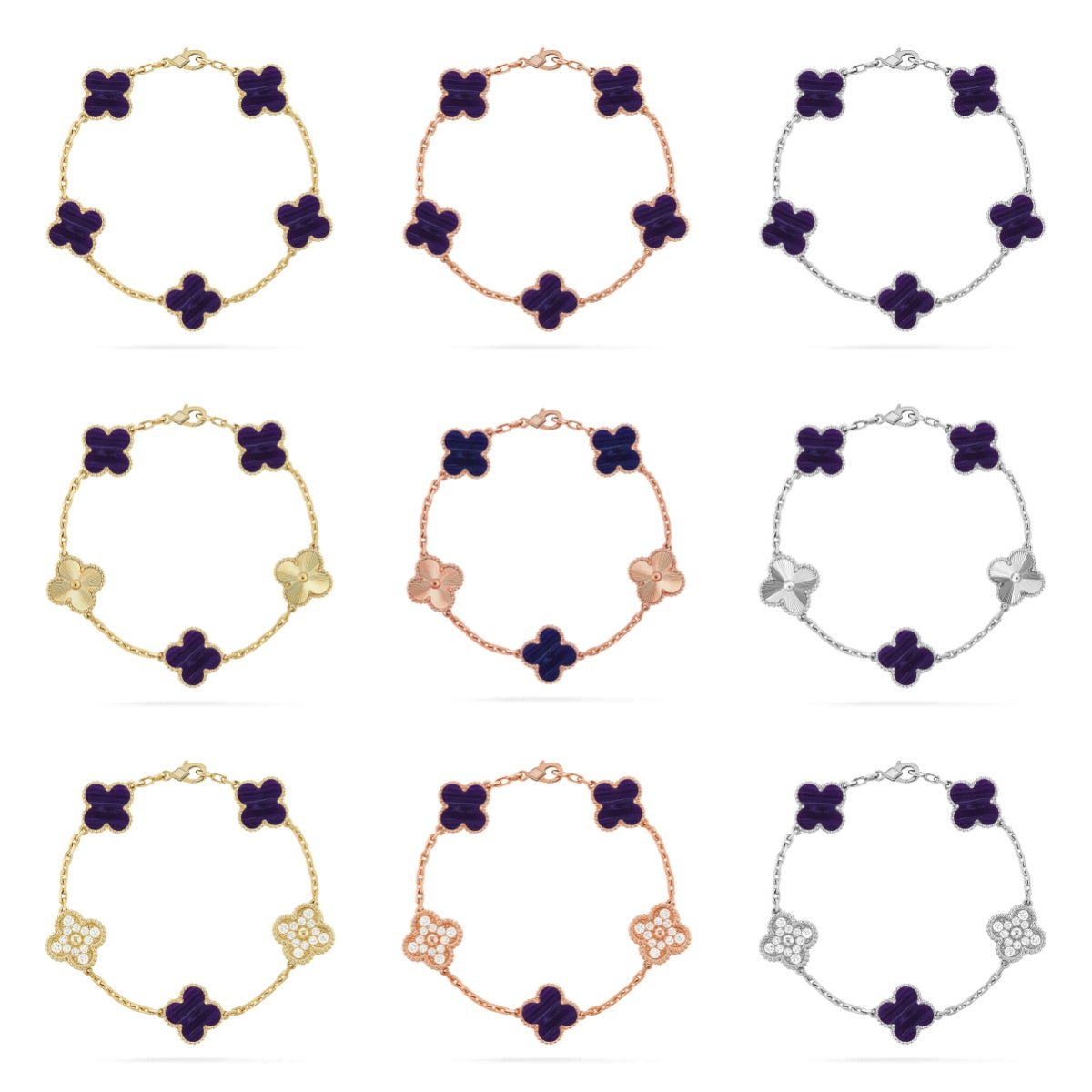 [Mystic ]New CLOVER 5 MOTIF PURPLE STRIPES BRACELET COLLECTION