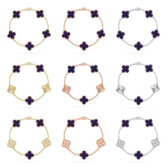 [Mystic ]New CLOVER 5 MOTIF PURPLE STRIPES BRACELET COLLECTION