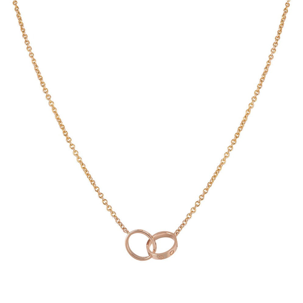Mystic LOVE NECKLACE DOUBLE RING PINK GOLD