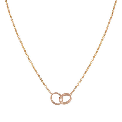 Mystic LOVE NECKLACE DOUBLE RING PINK GOLD