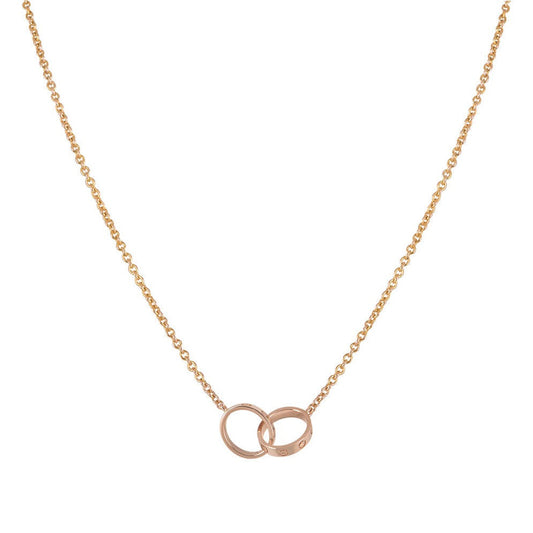 Mystic LOVE NECKLACE DOUBLE RING PINK GOLD
