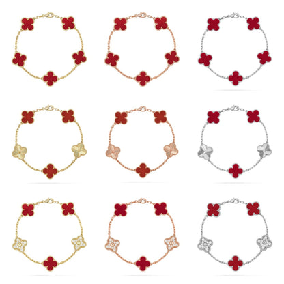 [Mystic ]New  CLOVER 5 MOTIF RED CORNELIAN BRACELET COLLECTION
