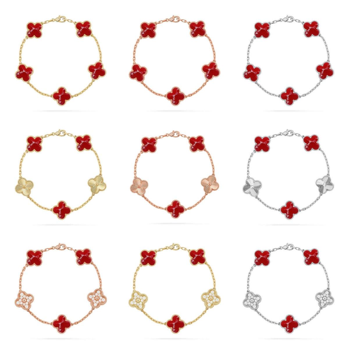 [Mystic ]New CLOVER 5 MOTIF RED PATTERN BRACELET COLLECTION