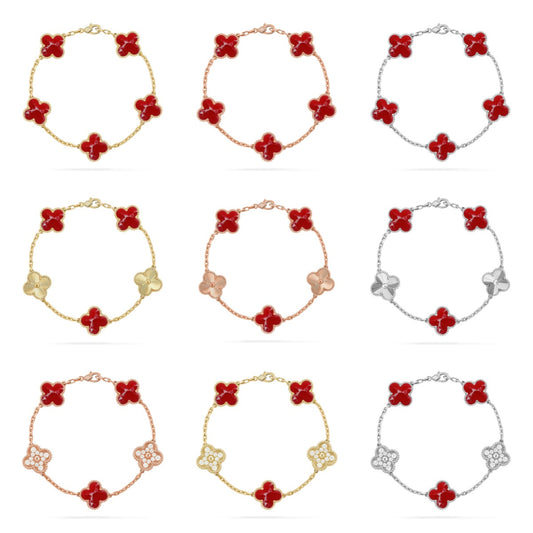 [Mystic ]New CLOVER 5 MOTIF RED PATTERN BRACELET COLLECTION