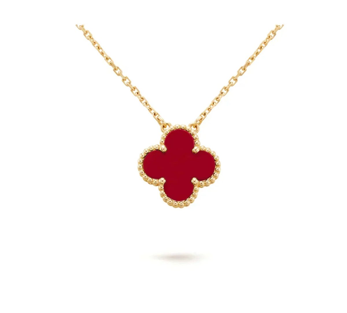 Mystic CLOVER 15MM CARNELIAN SINGLE FLOWER NECKLACE