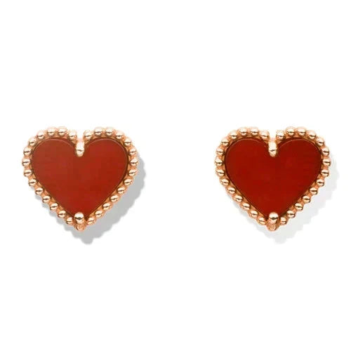 Mystic HEART CARNELIAN STUD EARRINGS