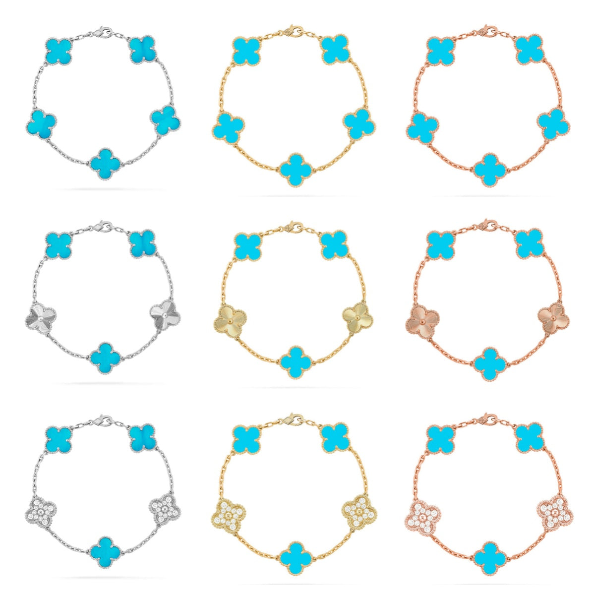 [Mystic ]New  CLOVER 5 MOTIF TURQUOISE BRACELET COLLECTION