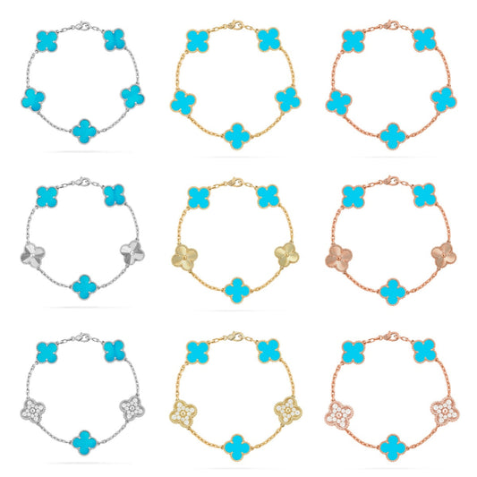 [Mystic ]New  CLOVER 5 MOTIF TURQUOISE BRACELET COLLECTION