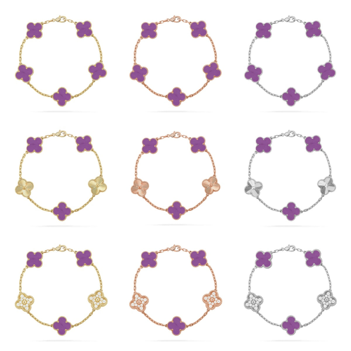 [Mystic ]New  CLOVER 5 MOTIF VIOLET BRACELET COLLECTION