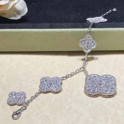Mystic CLOVER 6 MOTIFS SILVER DIAMOND BRACELET