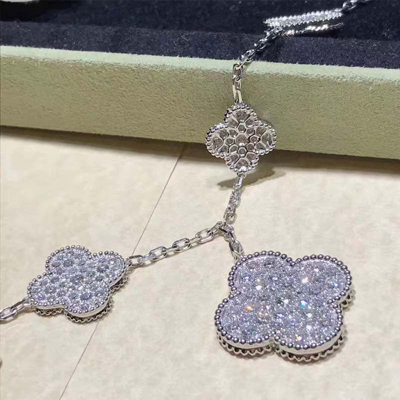 Mystic CLOVER 6 MOTIFS SILVER DIAMOND BRACELET