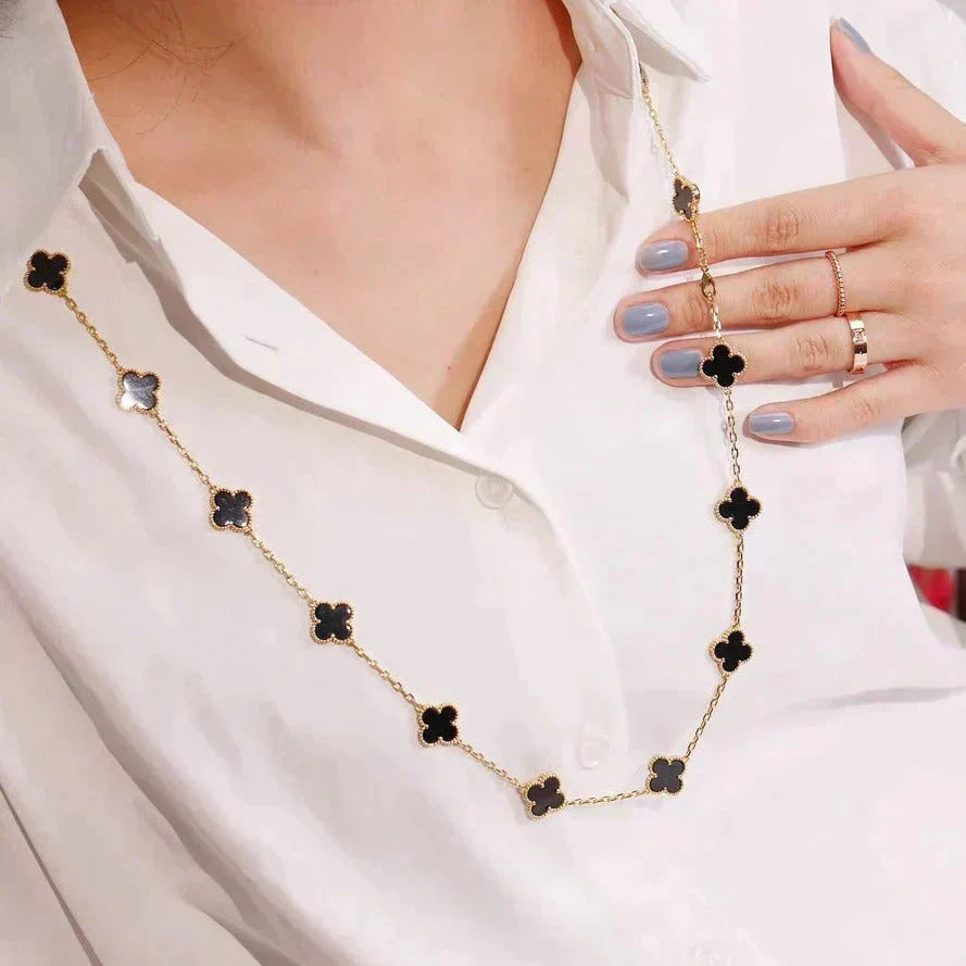 Mystic CLOVER 20 MOTIFS ONYX NECKLACE