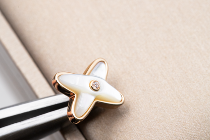 Mystic JEUX DE WHITE MOP PINK GOLD DIAMOND EARRINGS