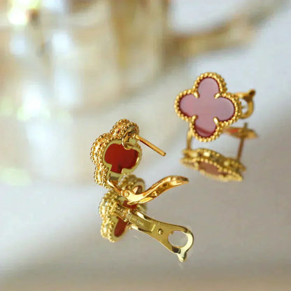 Mystic CLOVER MEDIUM 1 MOTIFS CARNELIAN  EARRINGS