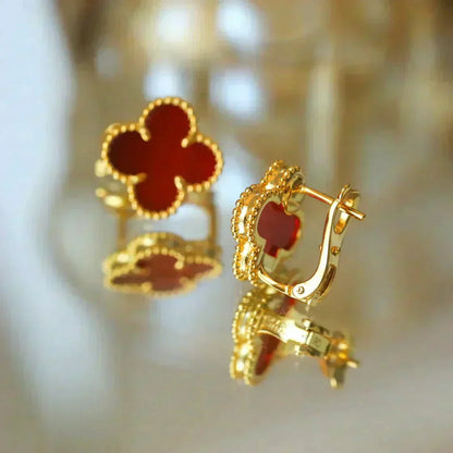 Mystic CLOVER MEDIUM 1 MOTIFS CARNELIAN  EARRINGS