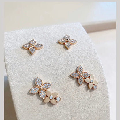 Mystic STAR BLOSSOM STUD EARRINGS PINK GOLD DIAMONDS