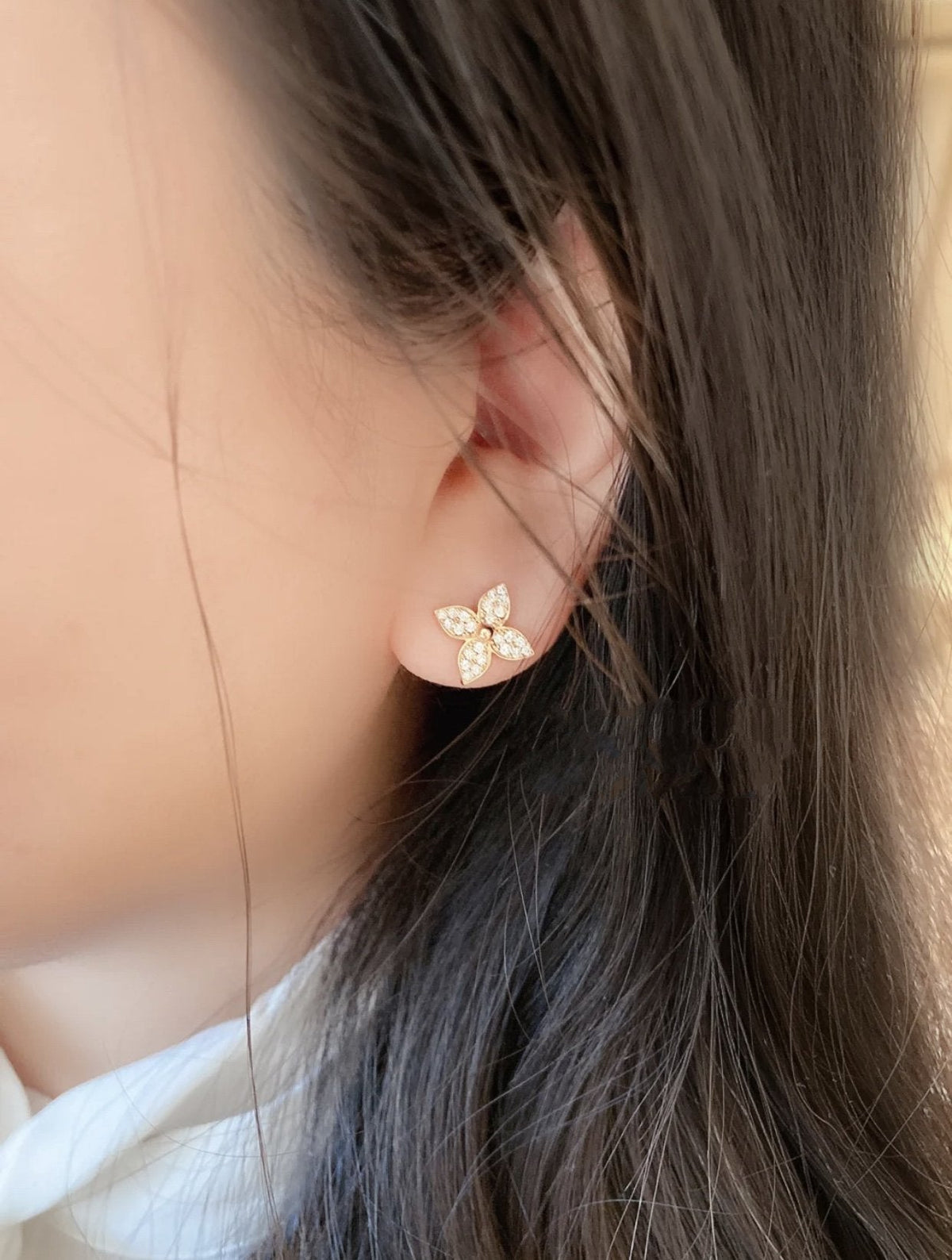 Mystic STAR BLOSSOM STUD EARRINGS PINK GOLD DIAMONDS
