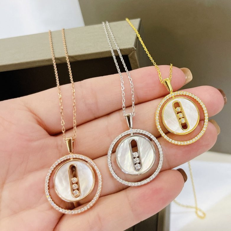 [Mystic]LUCKY MOVE MM NACRE BLANCHE DIAMOND NECKLACE