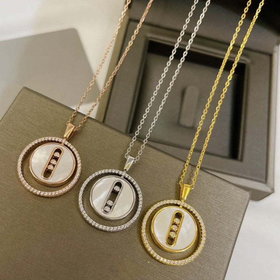 [Mystic]LUCKY MOVE MM NACRE BLANCHE DIAMOND NECKLACE