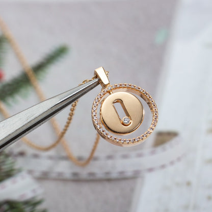 [Mystic]LUCKY MOVE PM NECKLACE PINK GOLD DIAMOND