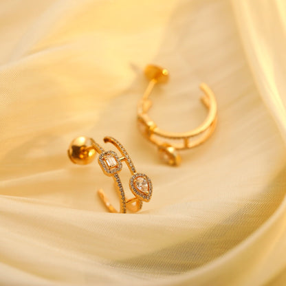 [Mystic]CREOLES MY TWIN 2 RANGS SILVER DIAMOND EARRINGS
