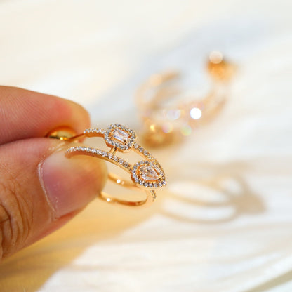 [Mystic]CREOLES MY TWIN 2 RANGS SILVER DIAMOND EARRINGS