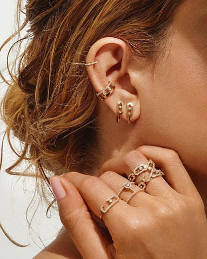 [Mystic]CREOLES MOVE UNO MINI 1 DIAMOND EARRINGS