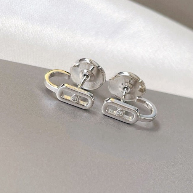 [Mystic]CREOLES MOVE UNO MINI 1 DIAMOND EARRINGS