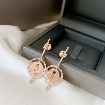 [Mystic]LUCKY MOVE ARROW PINK GOLD DIAMOND EARRINGS
