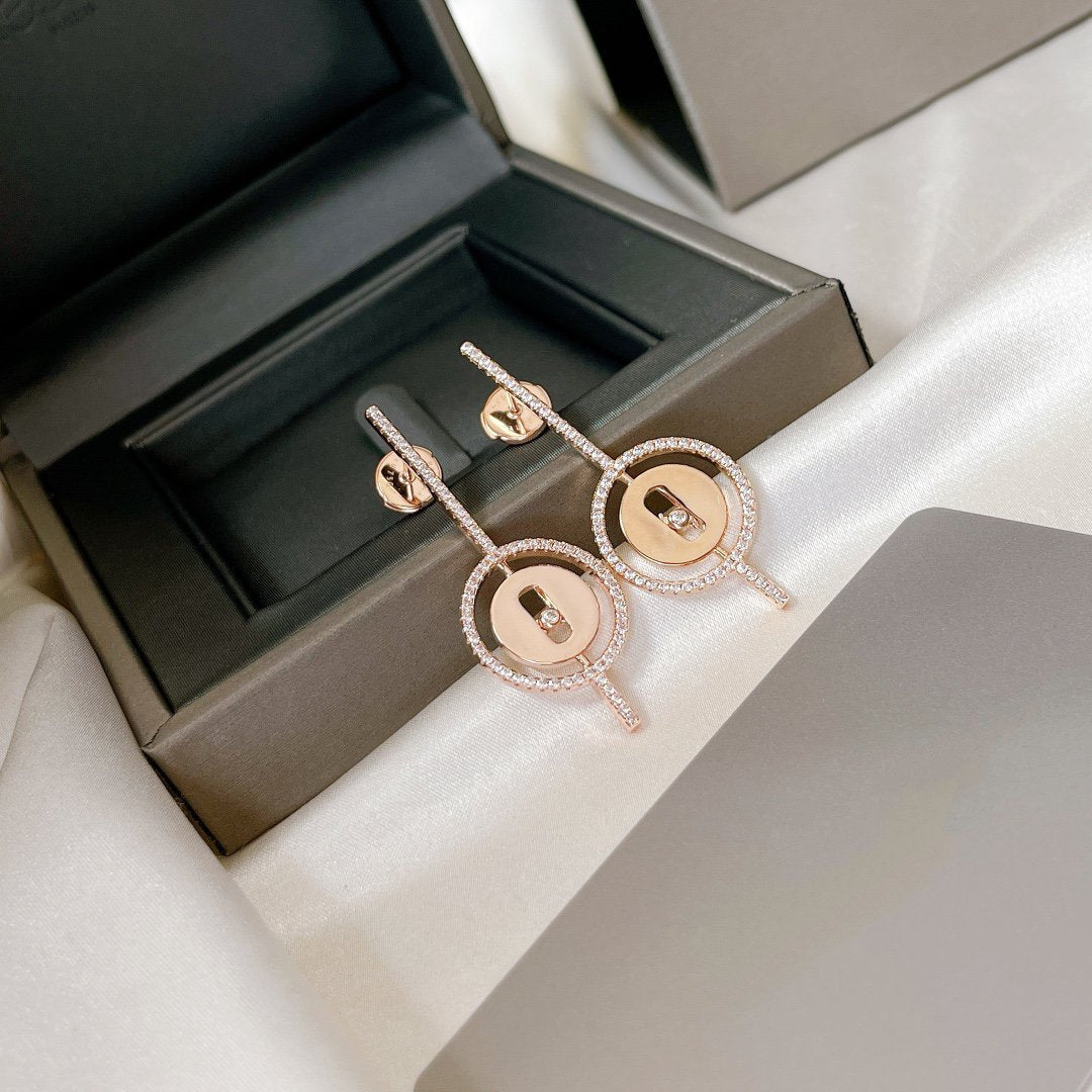 [Mystic]LUCKY MOVE ARROW PINK GOLD DIAMOND EARRINGS