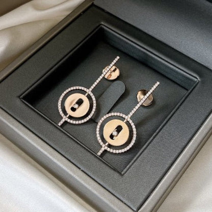 [Mystic]LUCKY MOVE ARROW PINK GOLD DIAMOND EARRINGS