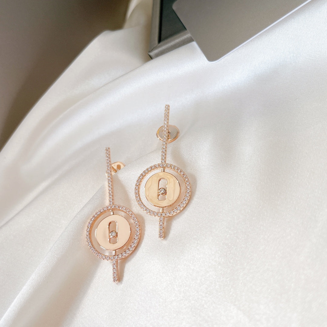 [Mystic]LUCKY MOVE ARROW PINK GOLD DIAMOND EARRINGS