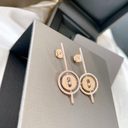[Mystic]LUCKY MOVE ARROW PINK GOLD DIAMOND EARRINGS