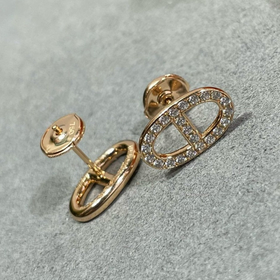 Mystic HM FULL DIAMOND PIG NOSE STUD EARRINGS