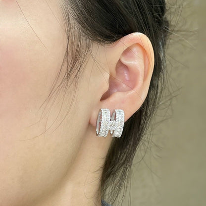 Mystic H STUD EARRINGS WITH SILVER DIAMONDS