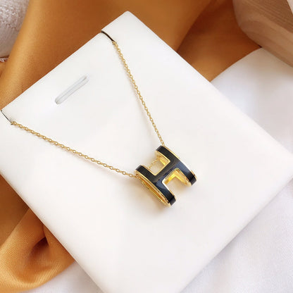 Mystic HM CLIC BLACK ENAMEL GOLD NECKLACE