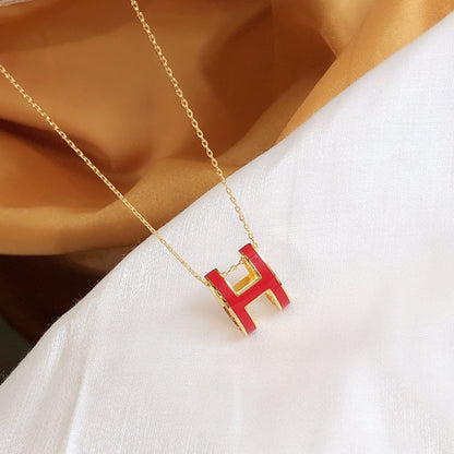 Mystic HM CLIC RED ENAMEL GOLD NECKLACE