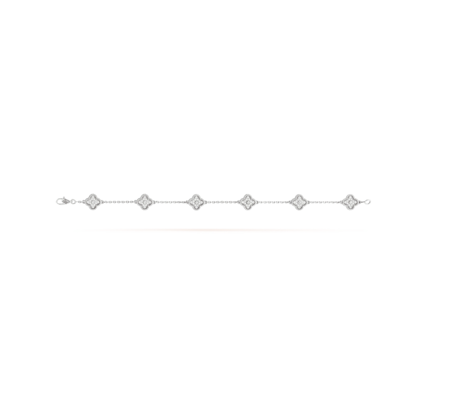 Mystic CLOVER 6 MOTIF SILVER DIAMOND BRACELET