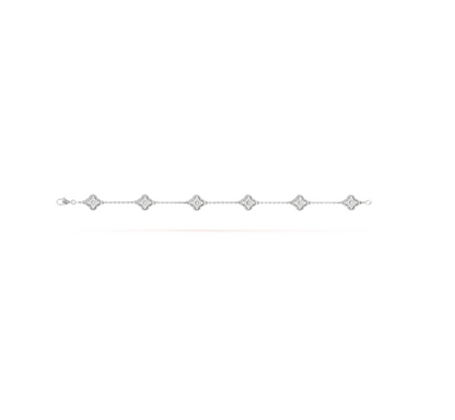 Mystic CLOVER 6 MOTIF SILVER DIAMOND BRACELET