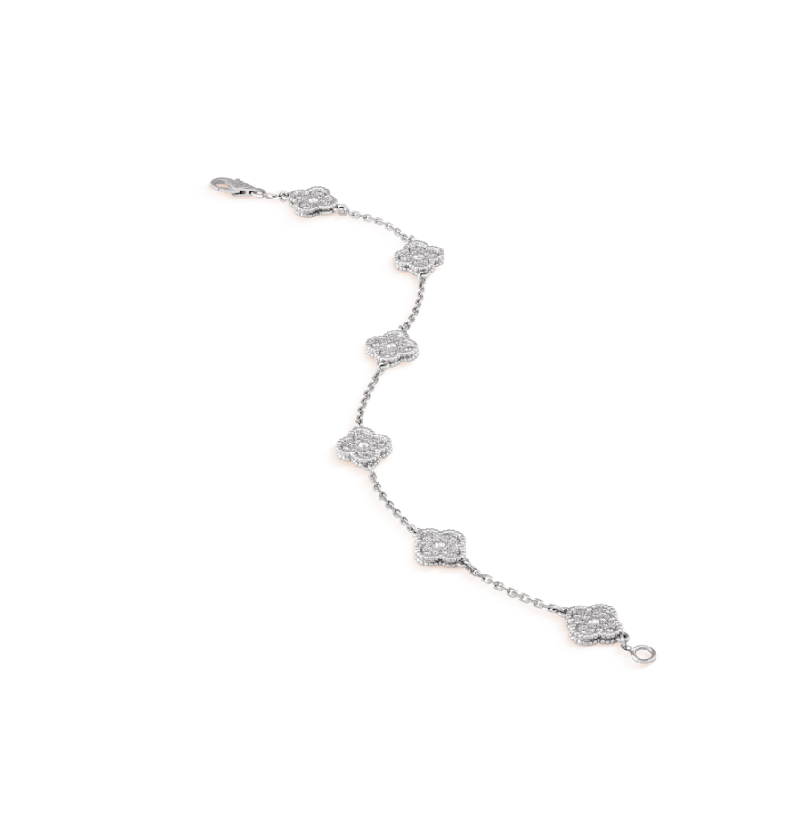 Mystic CLOVER 6 MOTIF SILVER DIAMOND BRACELET
