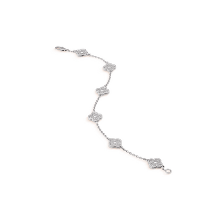 Mystic CLOVER 6 MOTIF SILVER DIAMOND BRACELET