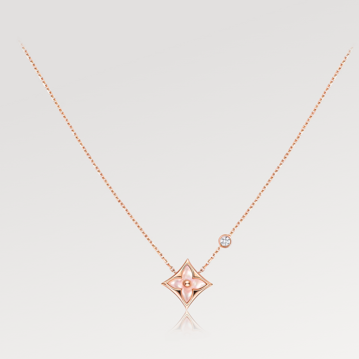 Mystic STAR PINK MOP 1 DIAMOND PINK GOLD NECKLACE