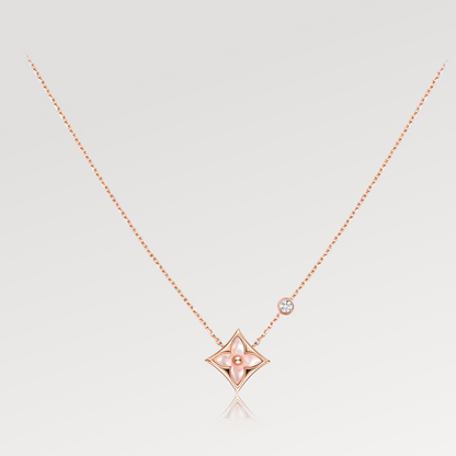 Mystic STAR PINK MOP 1 DIAMOND PINK GOLD NECKLACE