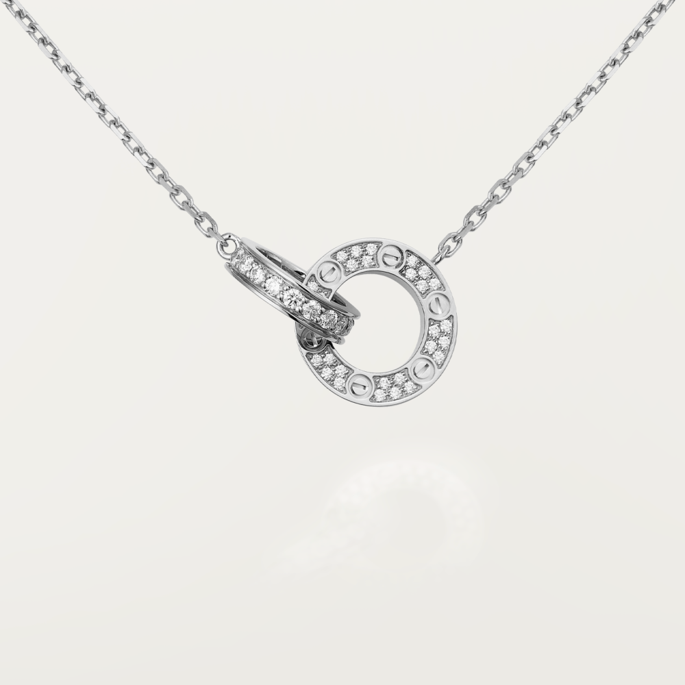 Mystic LOVE 7.6MM NECKLACE ROSE GOLD AND SILVER  FULL DIAMOND