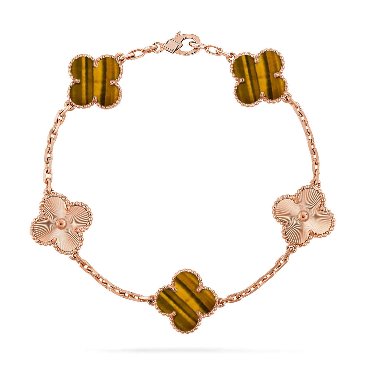 [Mystic ]New  CLOVER 5 MOTIFS TIGER EYE BRACELET COLLECTION
