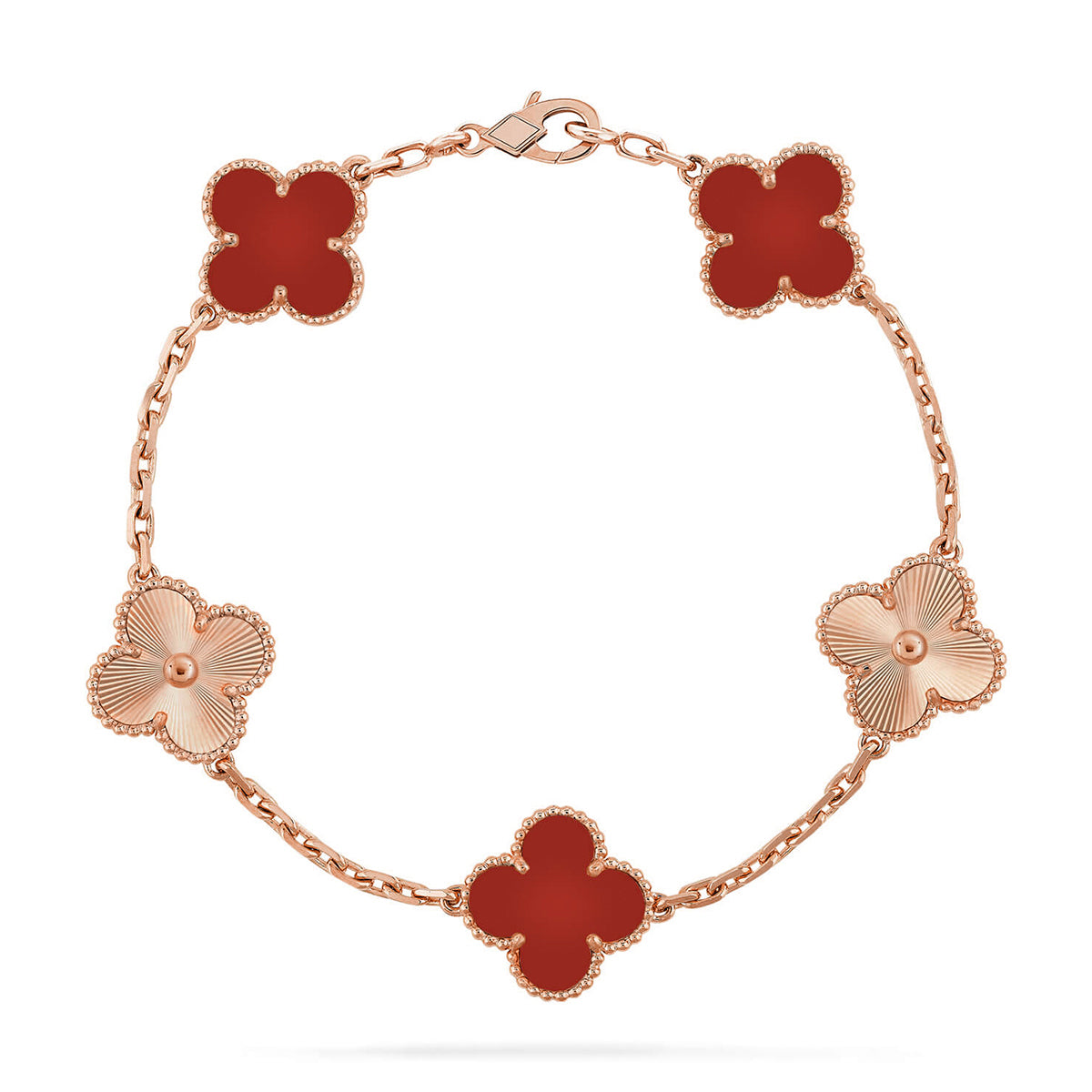 [Mystic ]New  CLOVER 5 MOTIF RED CORNELIAN BRACELET COLLECTION